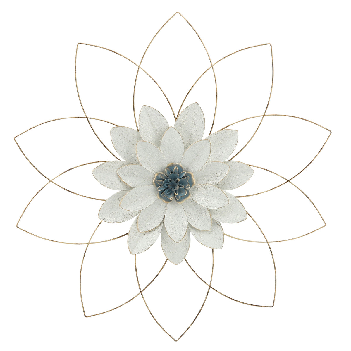 Metal Wall Flower 25" - White / Blue
