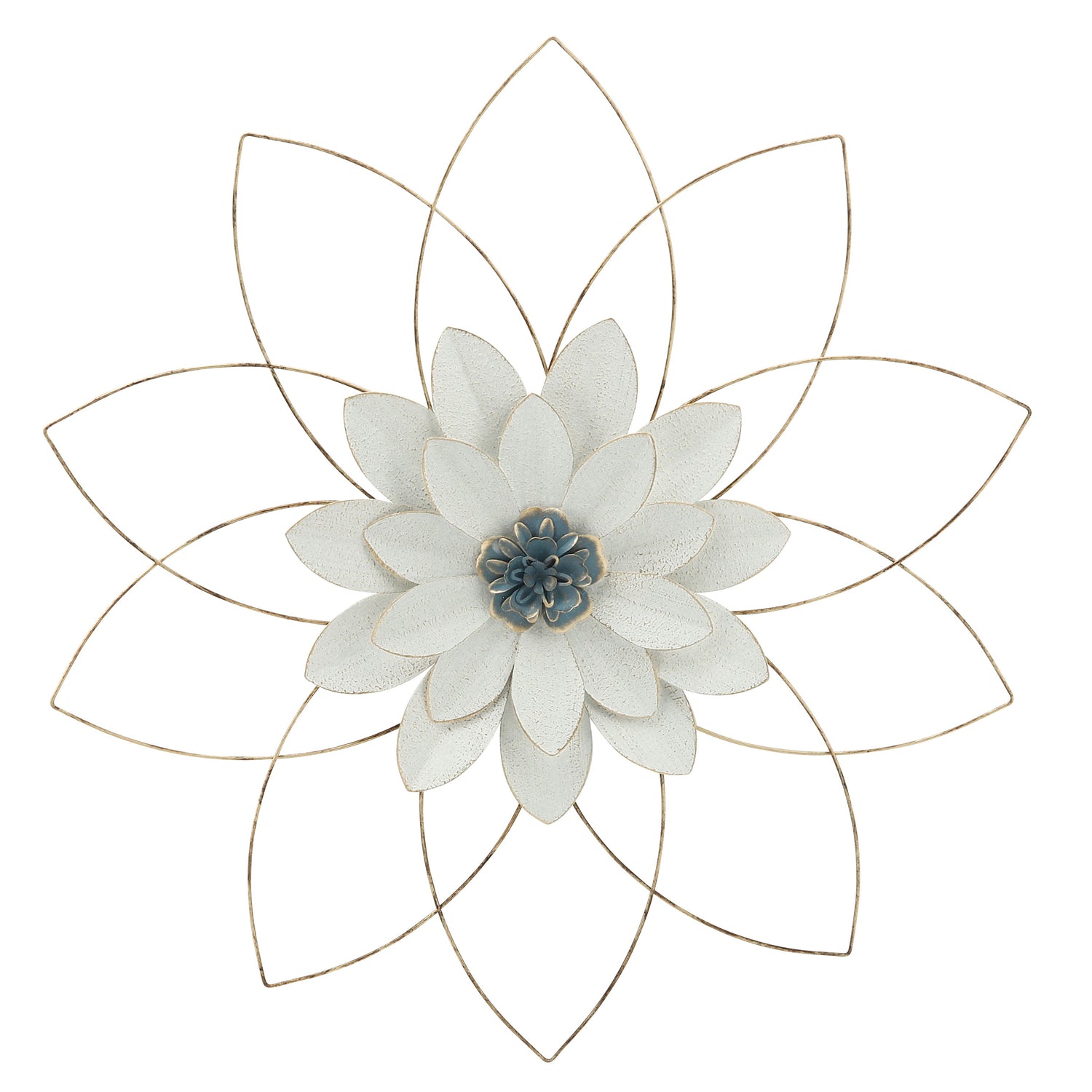 Metal Wall Flower 25" - White / Blue