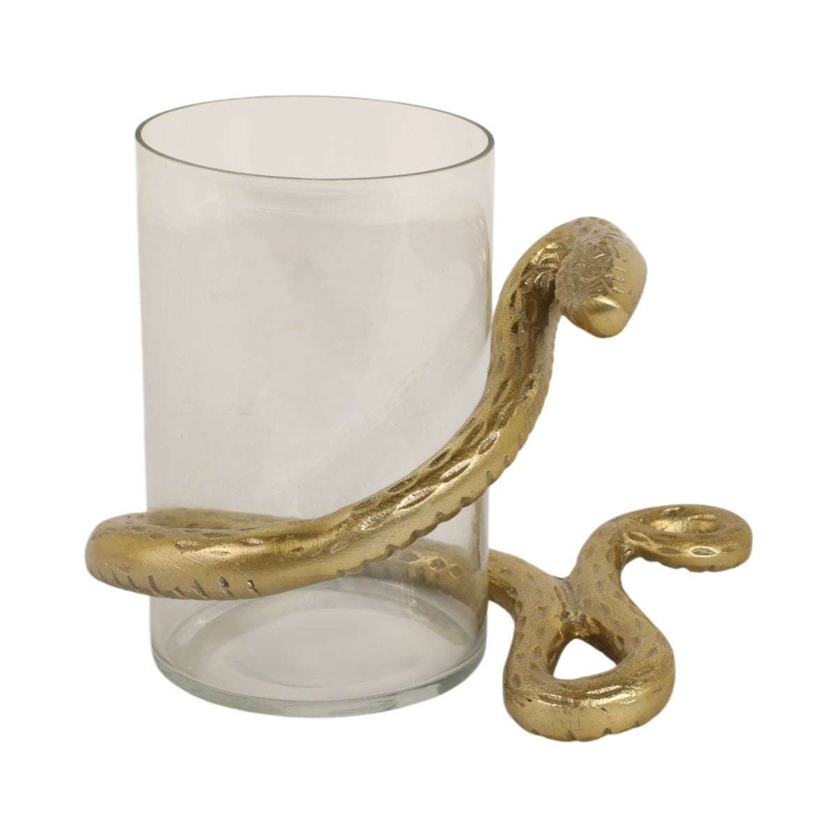 Snake Around Pillar Holder - Gold / White