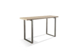 FLBK23 Ariela Natural Travertine Console Table With Bronze Metal Base