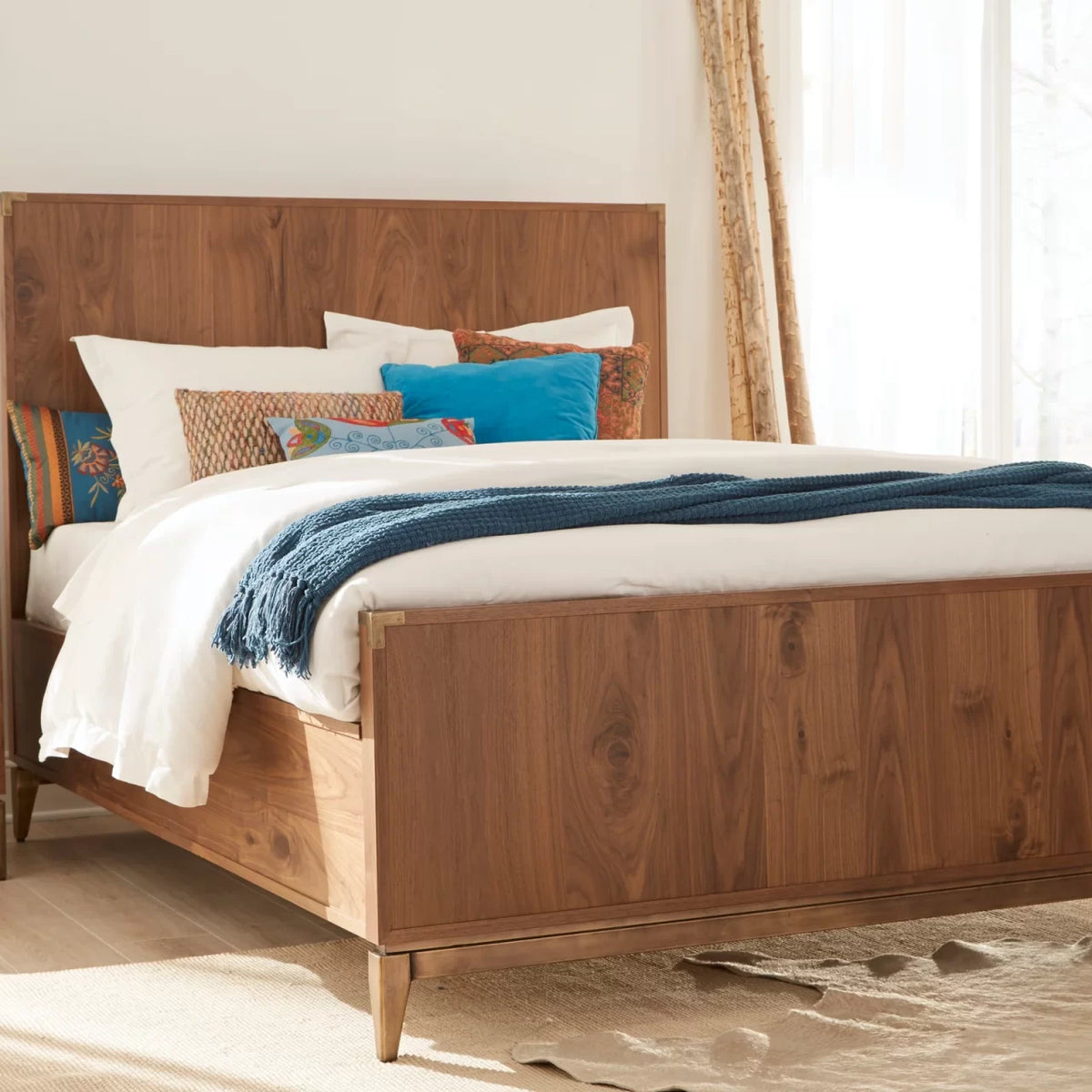 Adler Wood Panel Bed in Natural Walnut