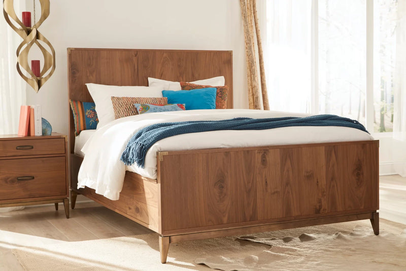 Adler Wood Panel Bed in Natural Walnut