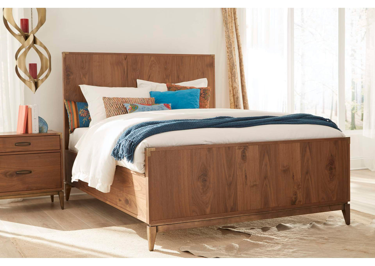 8N16F5 Adler Wood Panel Bed In Natural Walnut