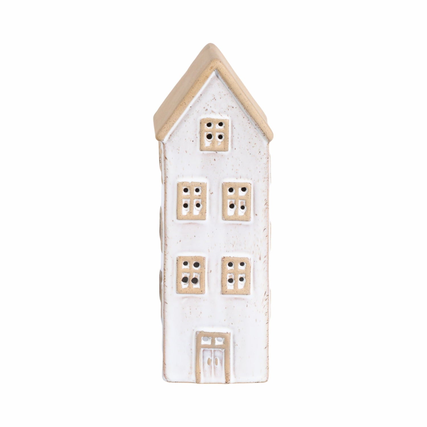 10" x 3" Narrow House Tealight Holder - Ivory