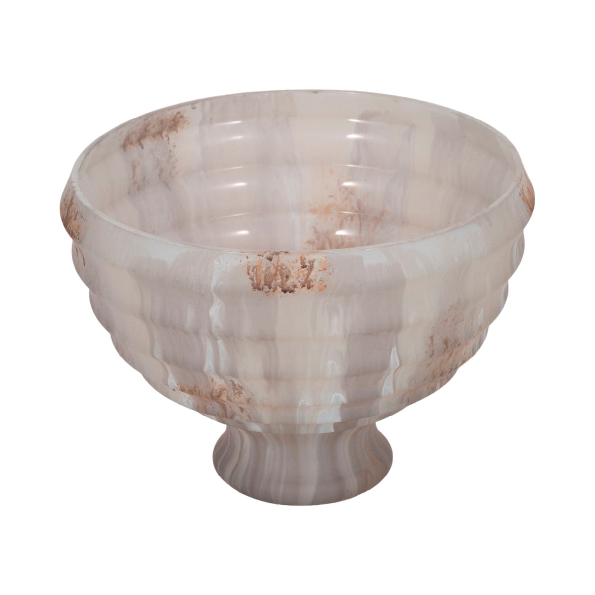 9" Glass Pedestal Bowl Opal Finish - Ivory Multi