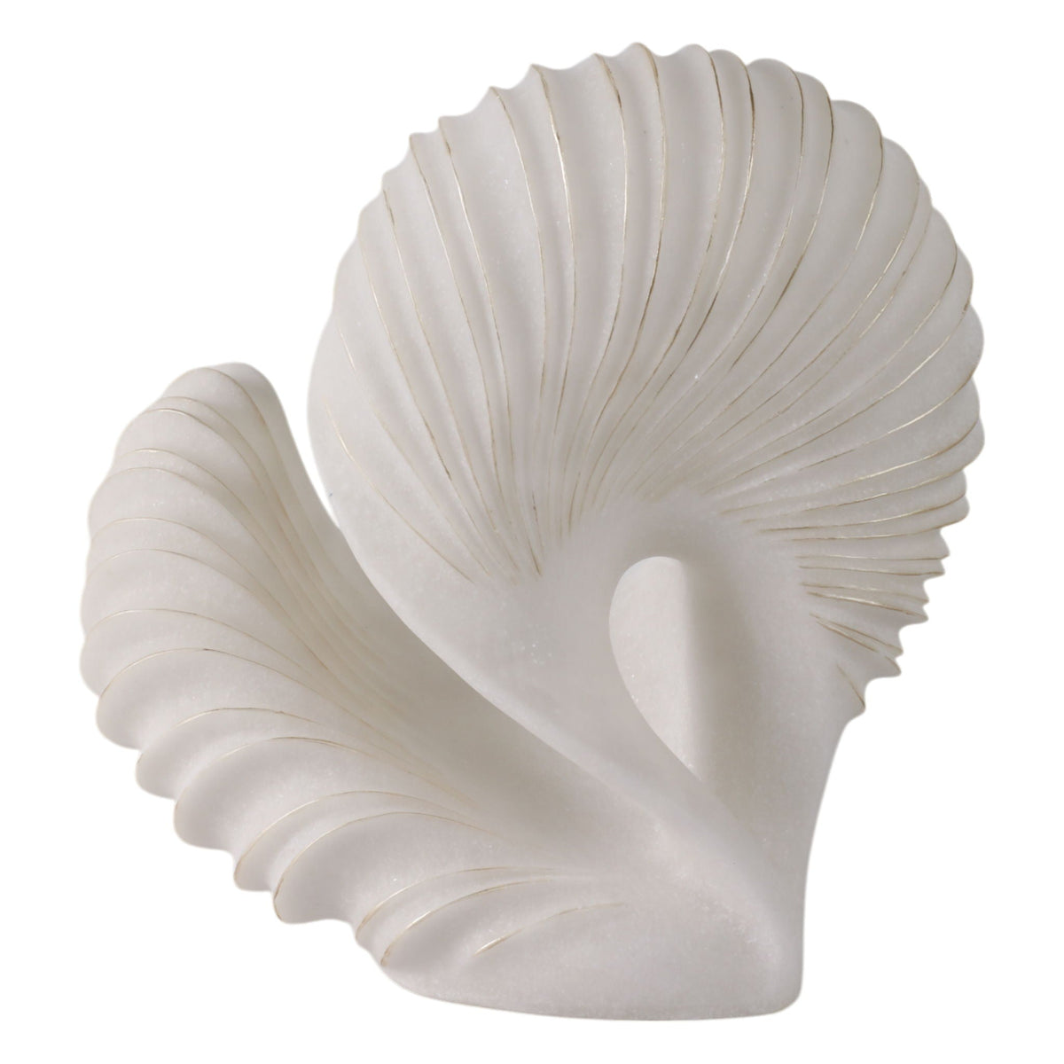 14" Evanston Quartz Resin Shell Statuary - White