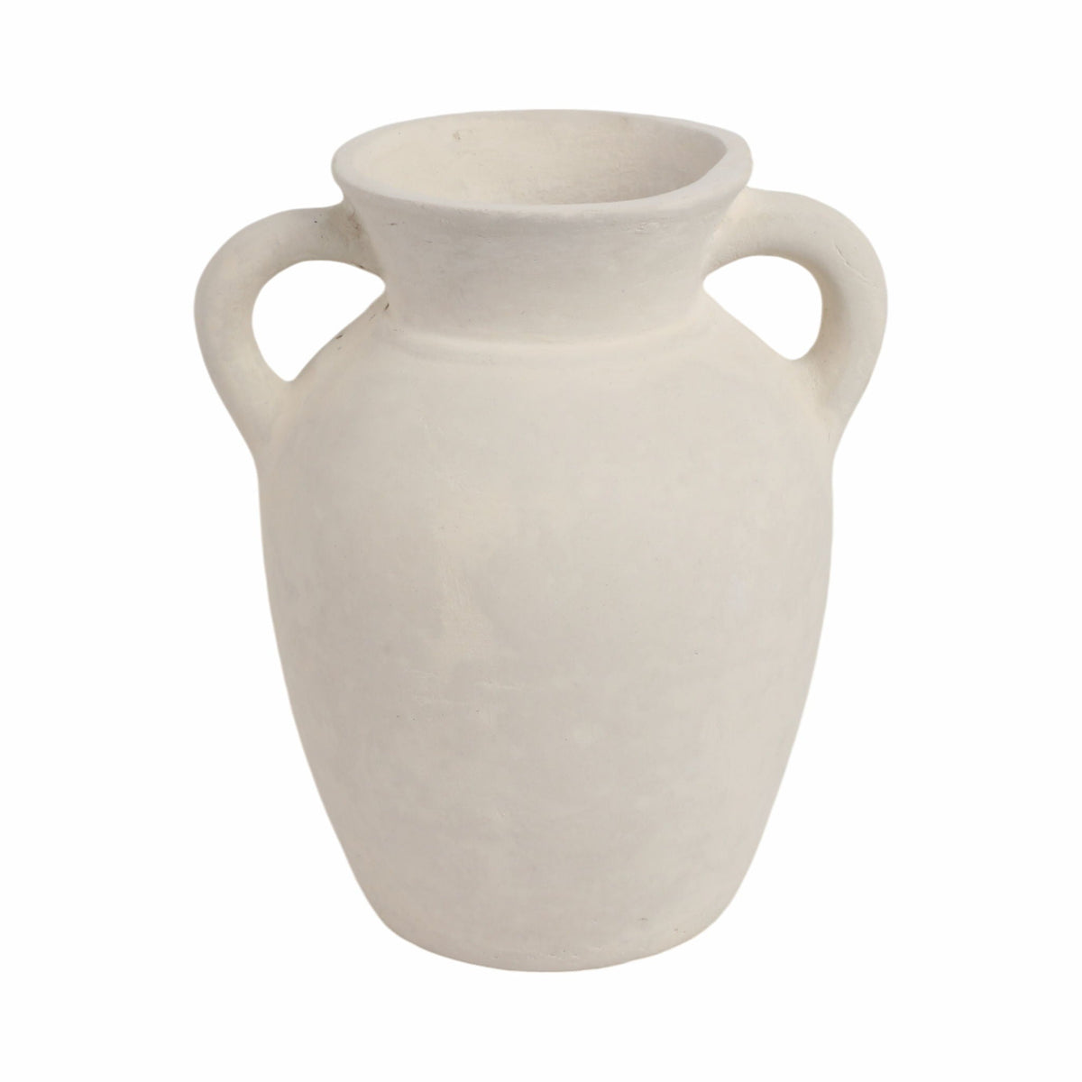 9" Vase With Handles - Paper Mache - Ivory