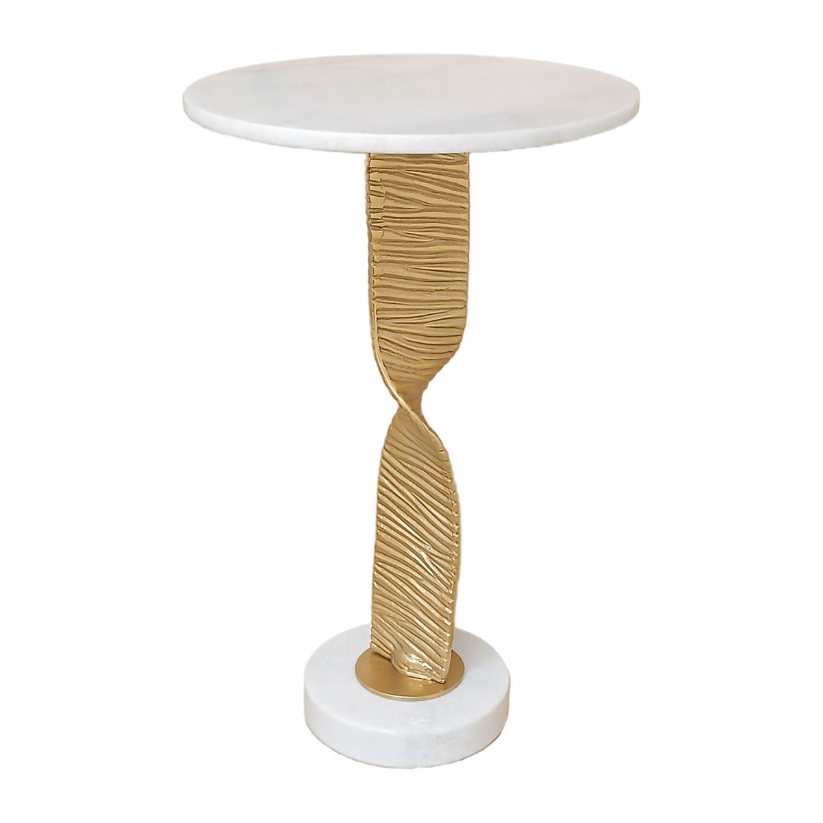 Metal 24" Twisted Base Accent Table - White / Gold