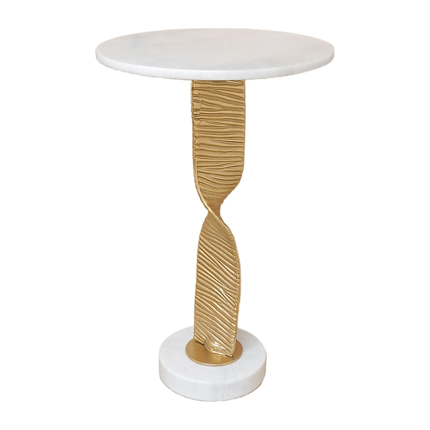 Metal 24" Twisted Base Accent Table - White / Gold