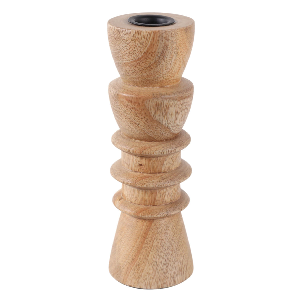 8" x 3" Wood Totem Taper Holder - Natural