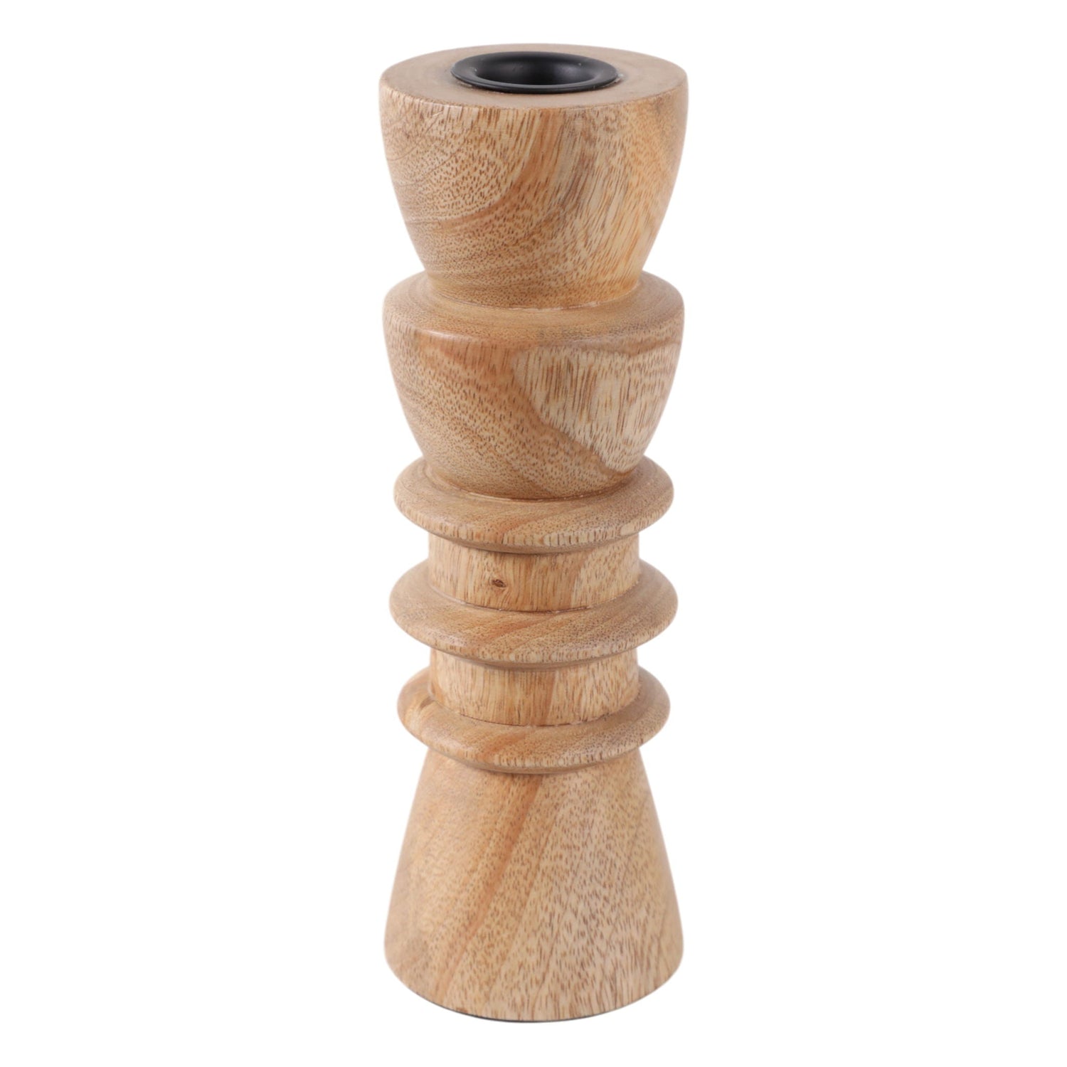 8" x 3" Wood Totem Taper Holder - Natural