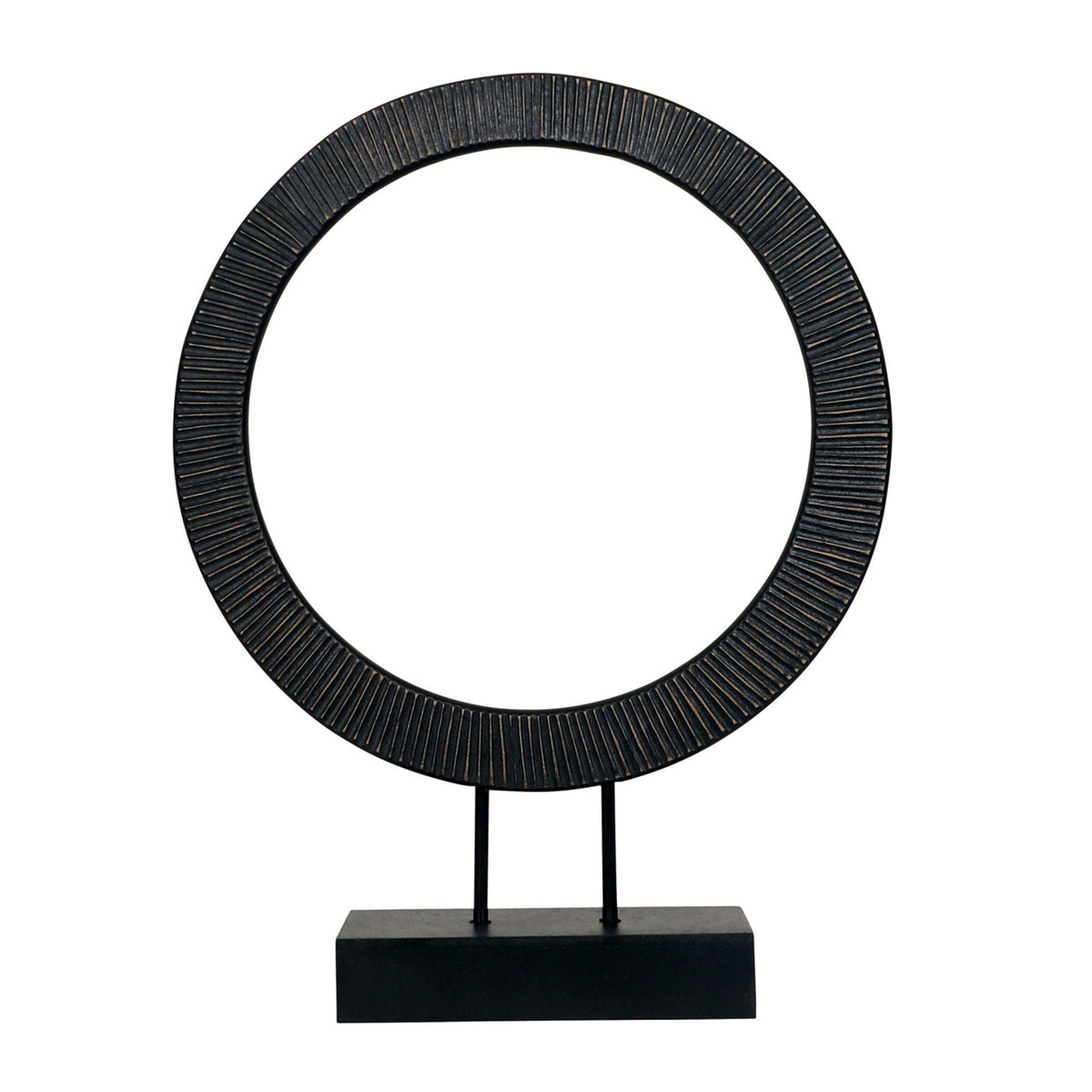 23" Volta Small Wood Ring Statuary - Black