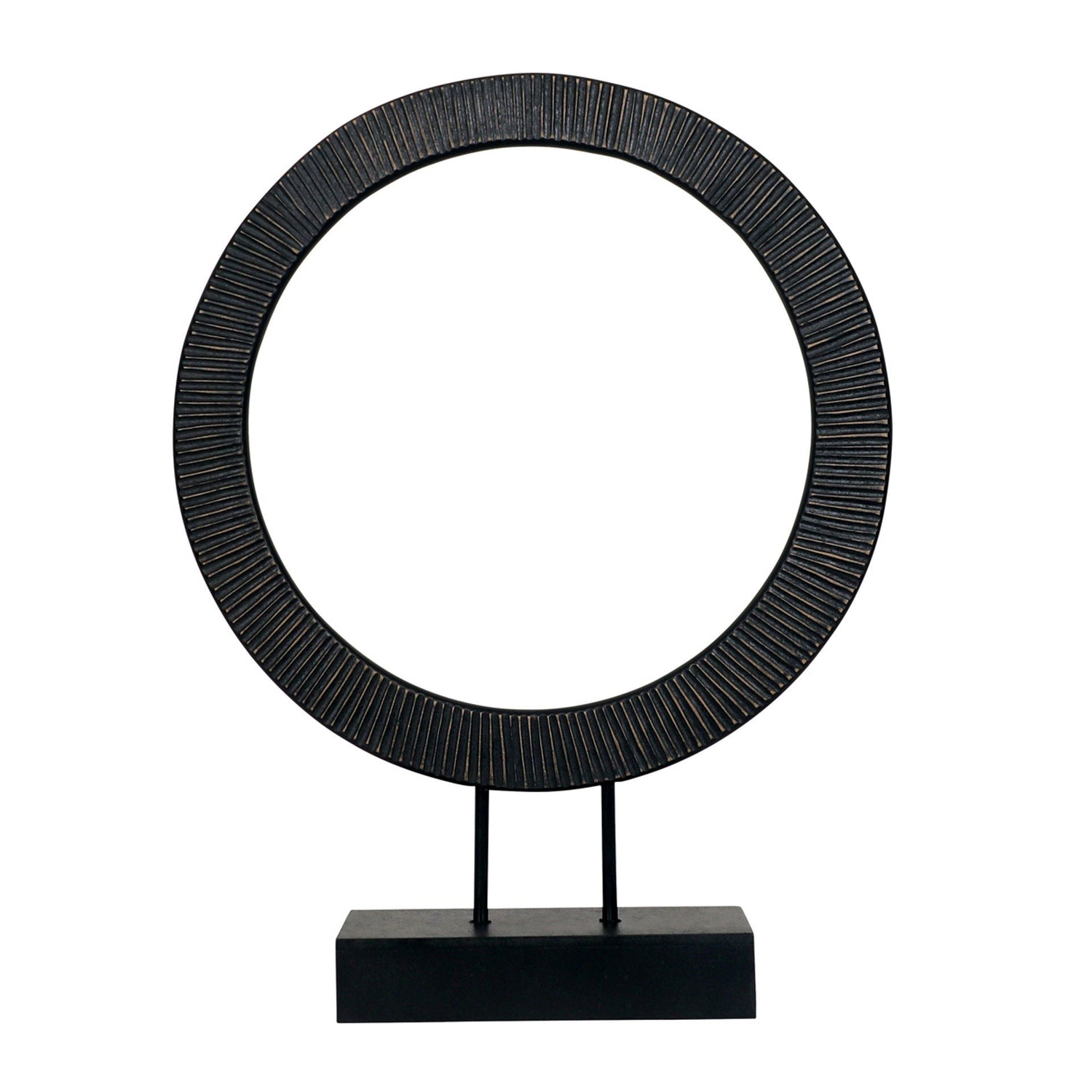 23" Volta Small Wood Ring Statuary - Black