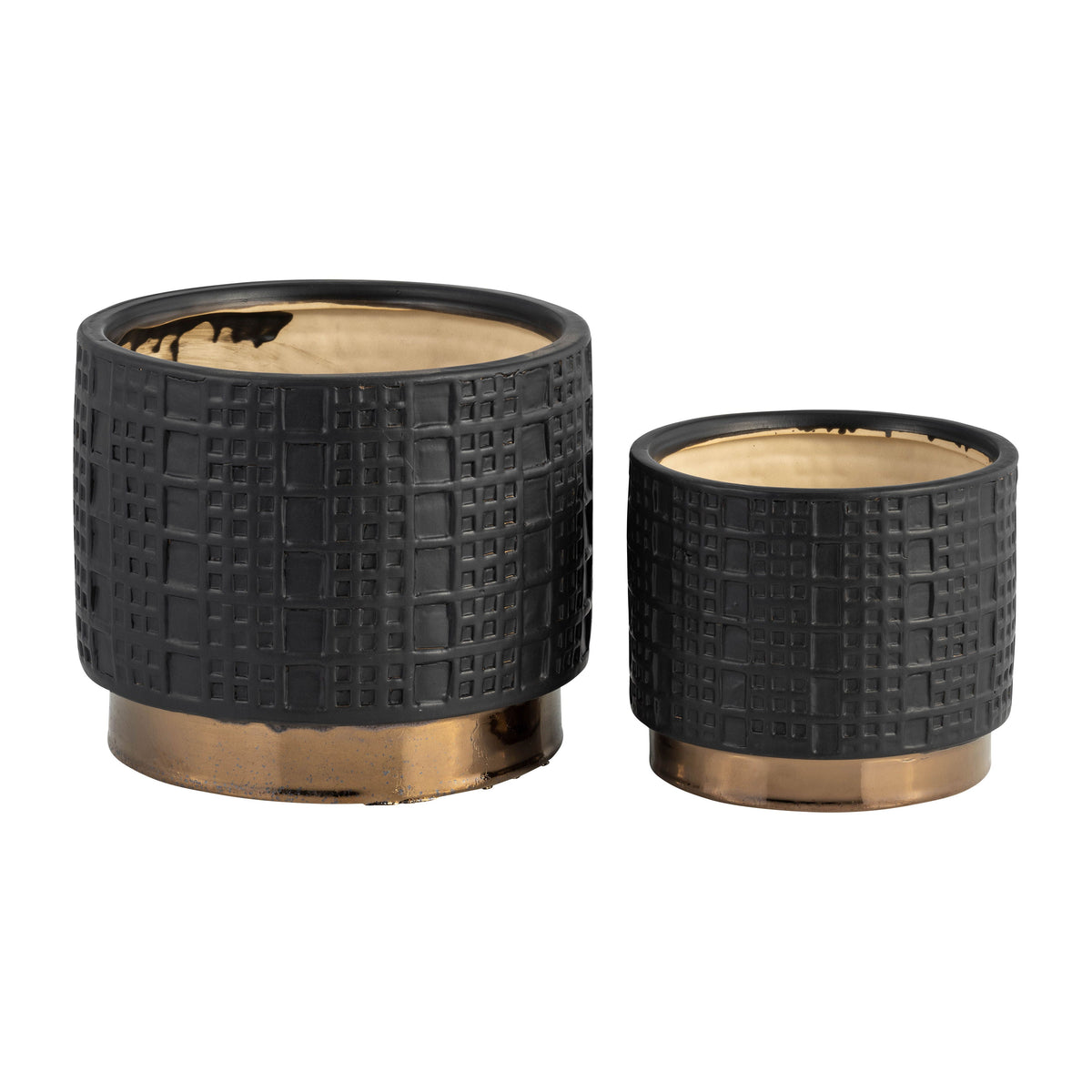 Mesh Metallic Planters 6 / 8" (Set of 2) - Black