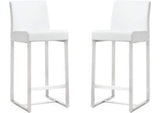 TOV-K3634 Denmark White Performance Vegan Leather and Stainless Steel Counter Stool - Set of 2