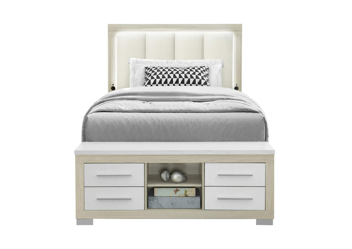 EMMA-NATURAL_WHITE-FB_W_LED_&_USB EMMA NATURAL - WHITE FULL BED WITH LED AND USB