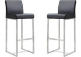 TOV-K3636 Denmark Black Performance Vegan Leather and Stainless Steel Barstool - Set of 2