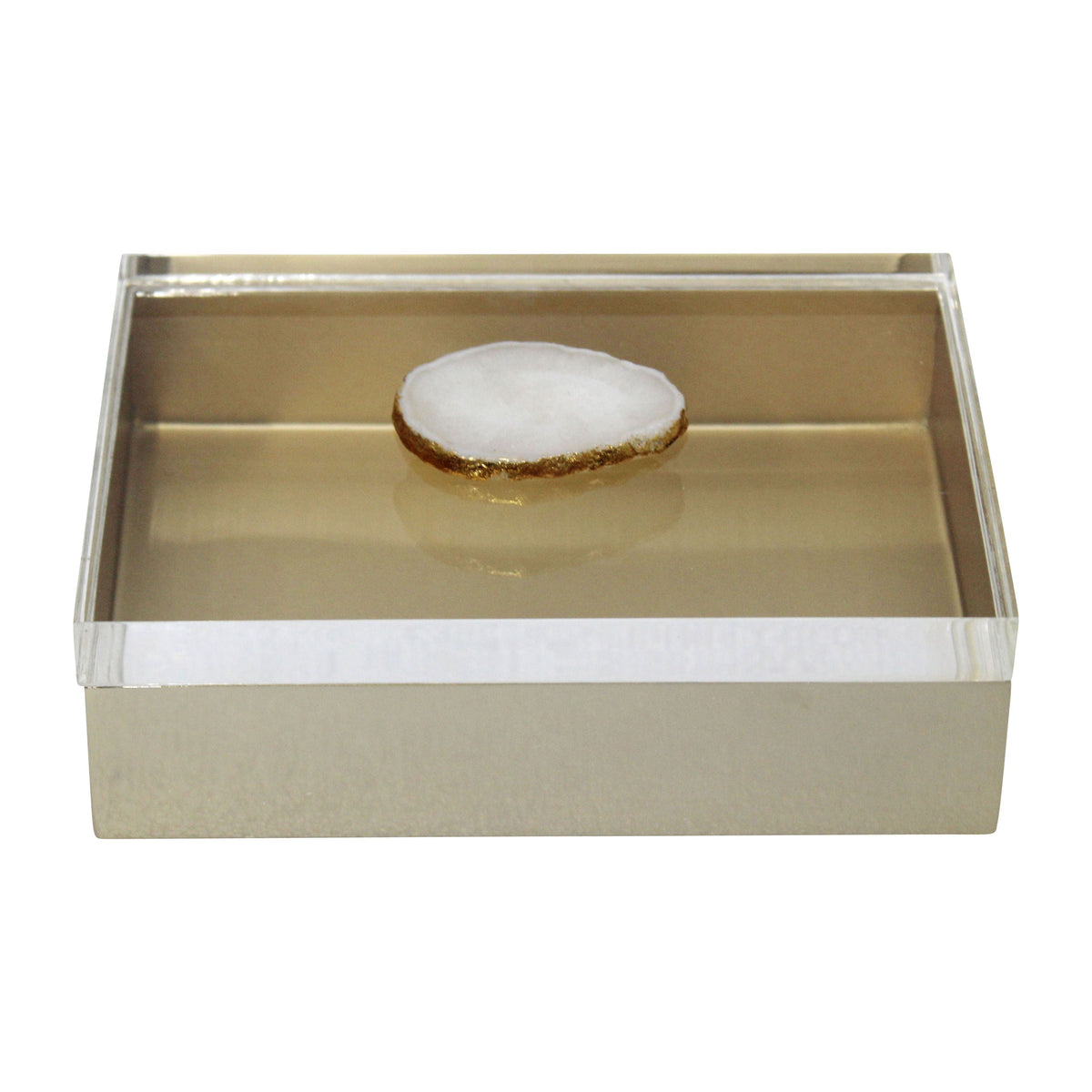 Metal 7 x 5" Box With Acrylic Lid Agate Knob - Multi