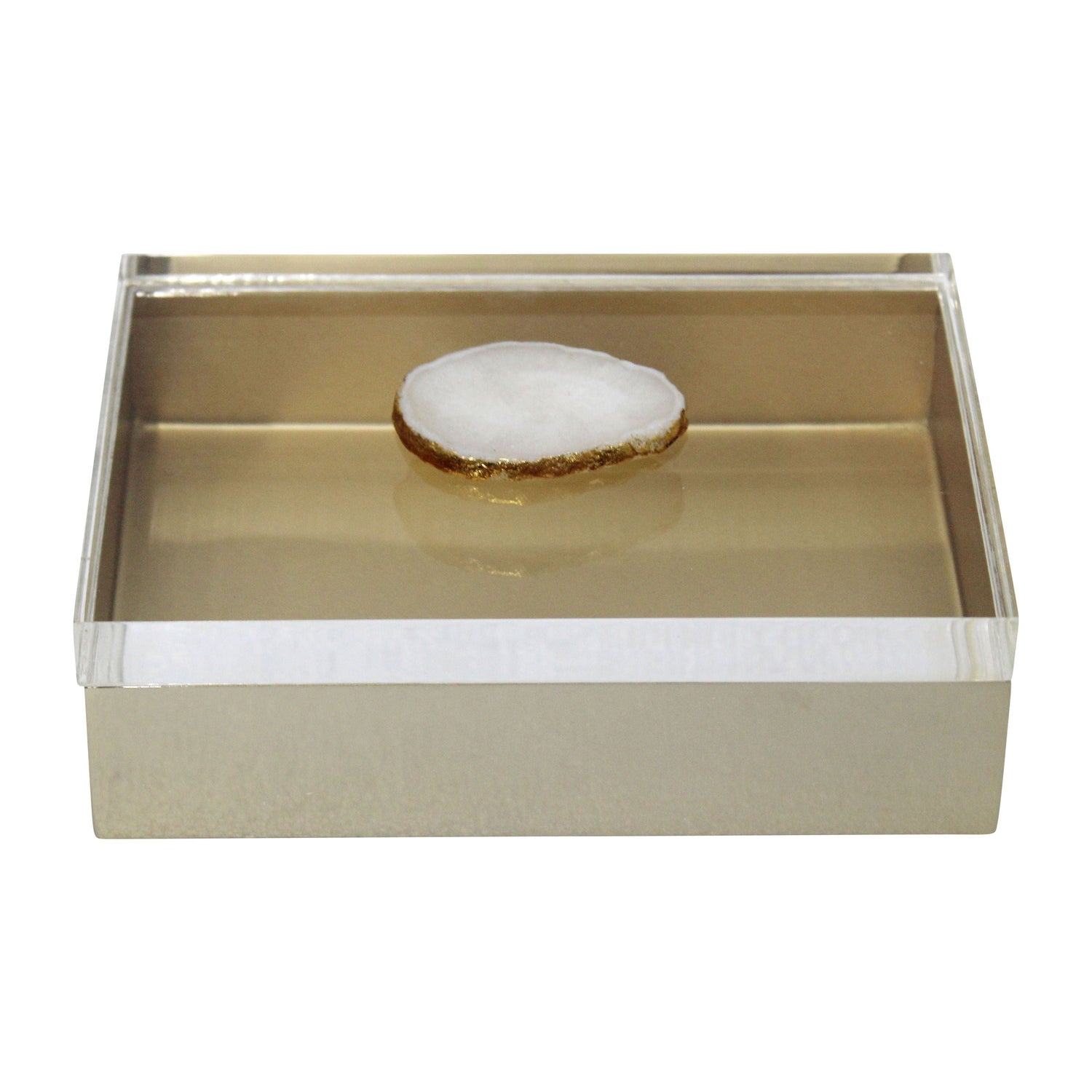 Metal 7 x 5" Box With Acrylic Lid Agate Knob - Multi