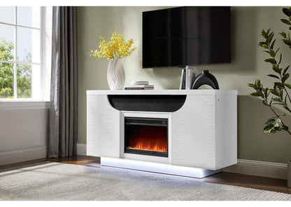 AILEEN-WHT-EU_66_W_LED_&_SPKR AILEEN WHITE 66" ENT UNIT W - LED, SPEAKERS, CRYSTAL AND POP-UP DOORS