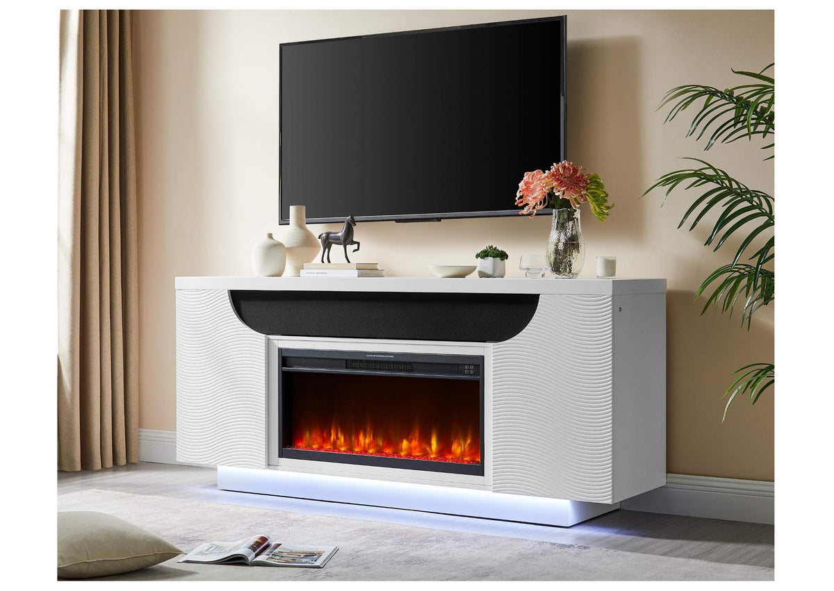 AILEEN-WHT-EU_76_W_LED_&_SPKR AILEEN WHITE 76" ENT UNIT W - LED, SPEAKERS, CRYSTAL AND POP-UP DOORS