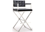 TOV-K3625 Director Black Performance Vegan Leather and Stainless Steel Barstool