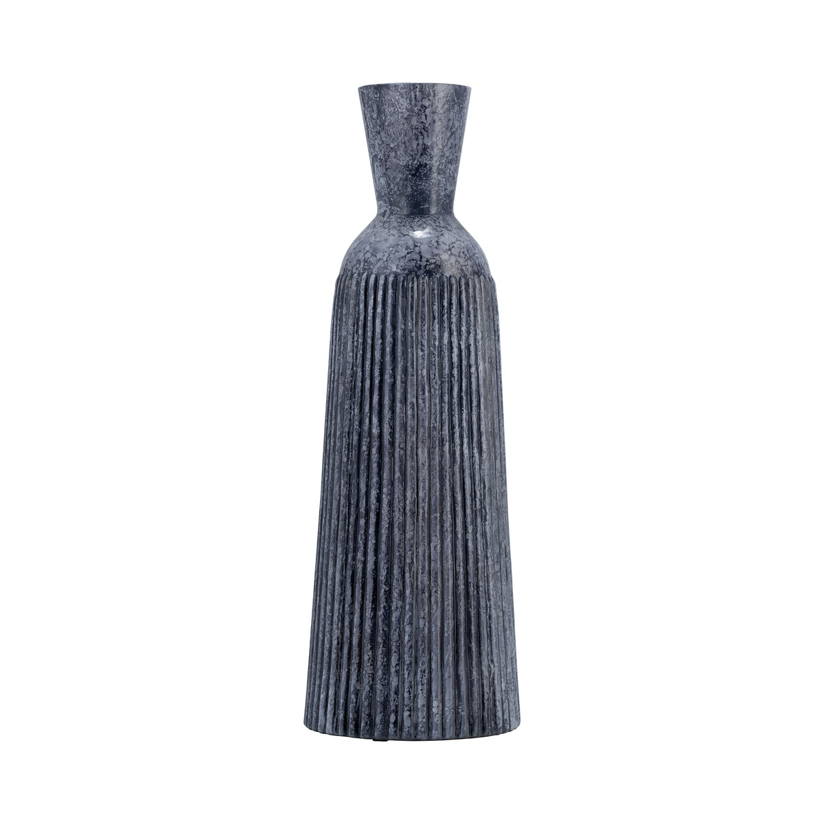 Grooved Glass Vase 16" - Blue