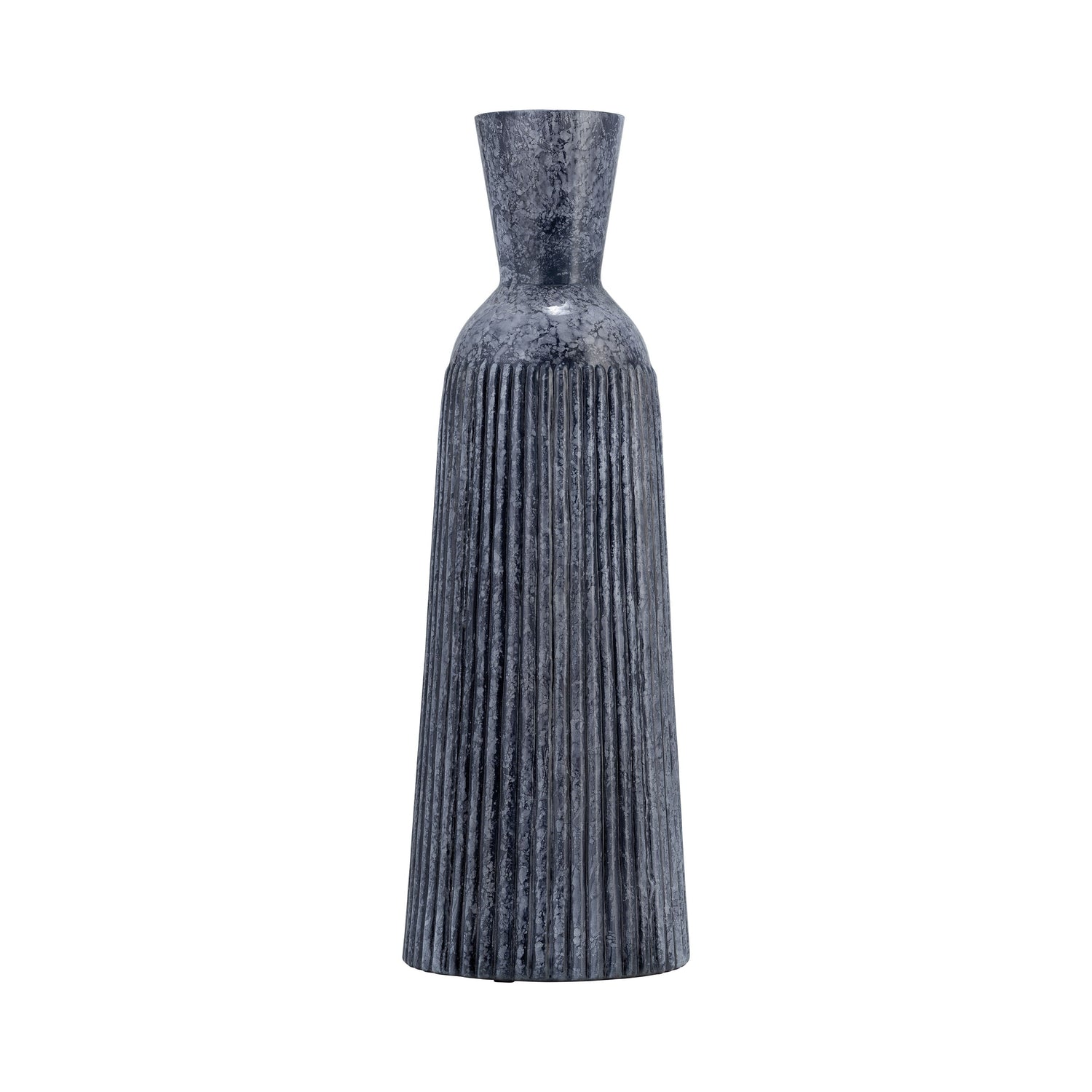 Grooved Glass Vase 16" - Blue