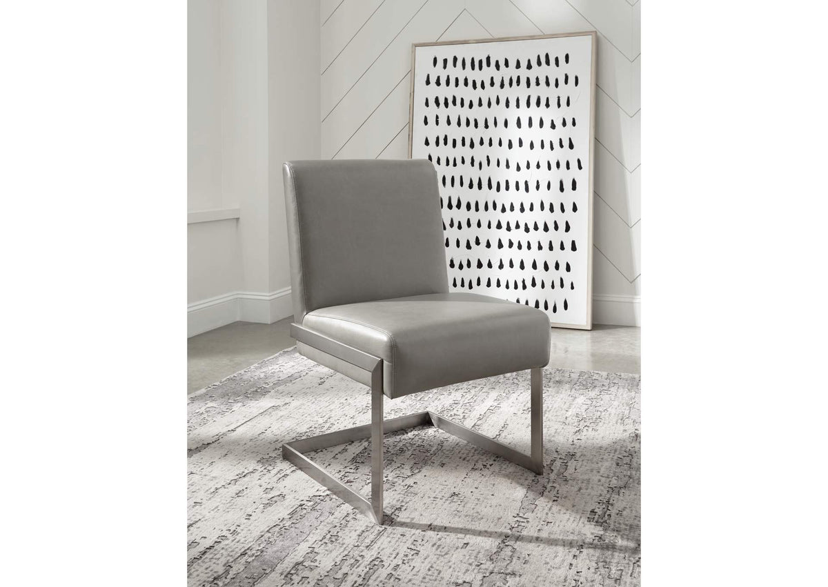 3N2563 Coral Synthetic Leather Upholstered Dining Chair (Set of 2)