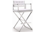 TOV-K3626 Director White Performance Vegan Leather and Stainless Steel Barstool