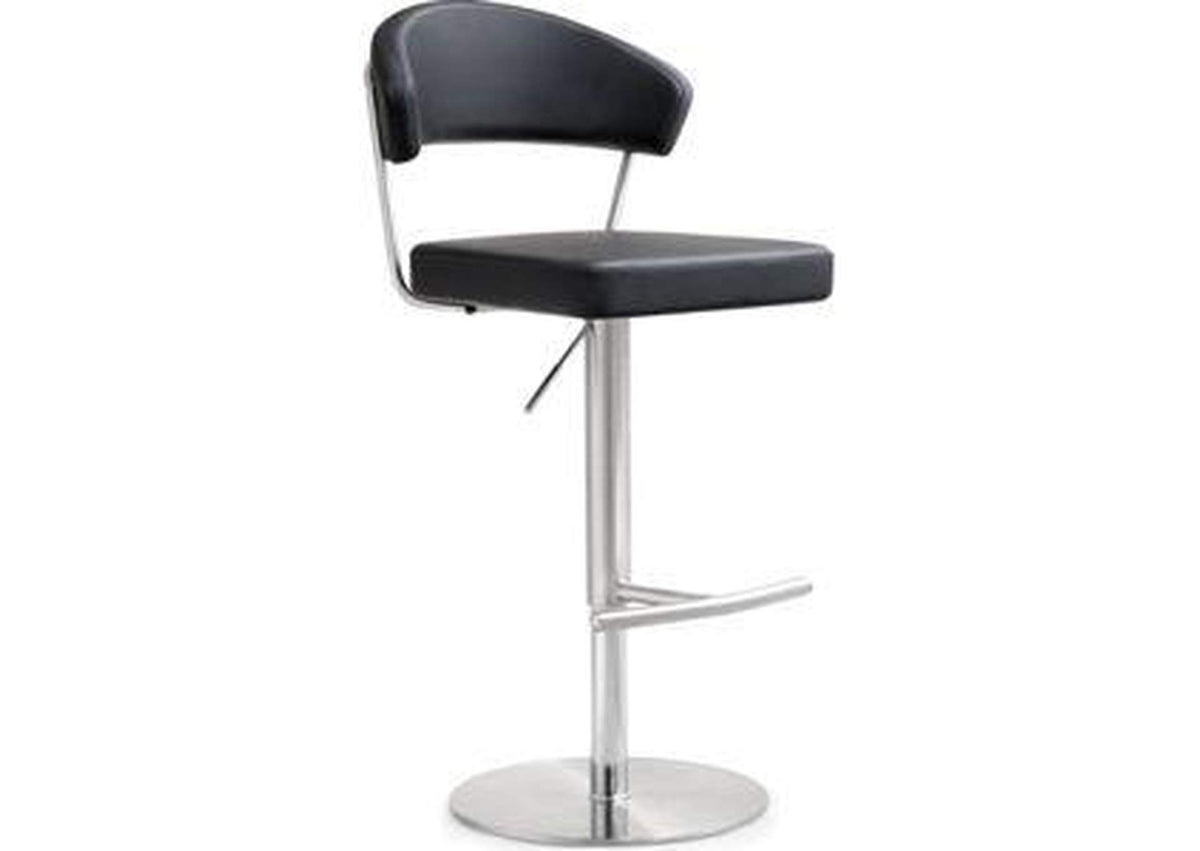 TOV-K3627 Cosmo Black Performance Vegan Leather and Stainless Steel Barstool