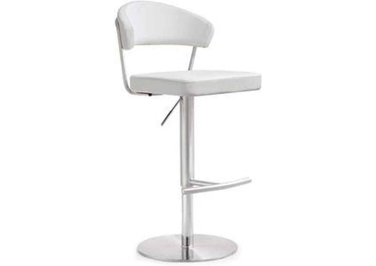 TOV-K3628 Cosmo White Performance Vegan Leather and Stainless Steel Barstool