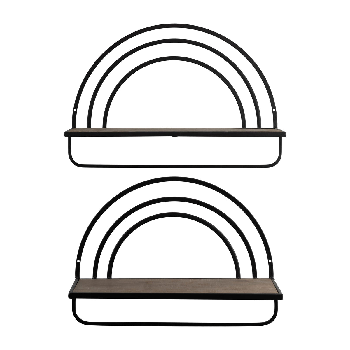Wood / Metal Rainbow Style Sheves (Set of 2) - Brown / Black