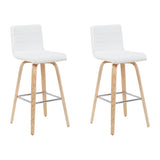Vienna - Modern Swivel Bar Height Stool - Patterned Oak Wood Frame