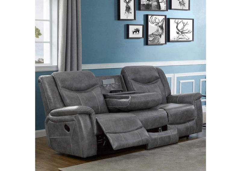 650354 Conrad Upholstered Padded Arm Motion Sofa Grey
