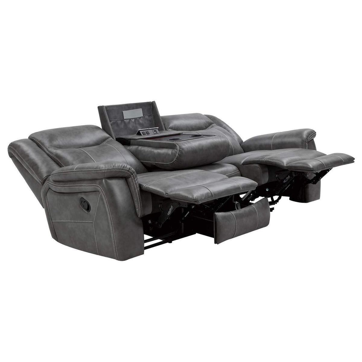 650354 Conrad Upholstered Padded Arm Motion Sofa Grey