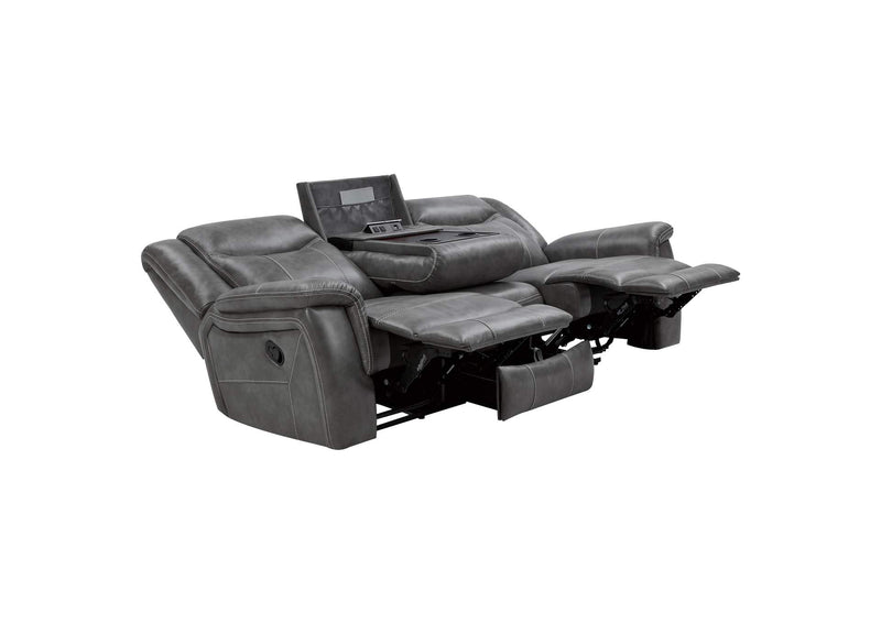 650354 Conrad Upholstered Padded Arm Motion Sofa Grey