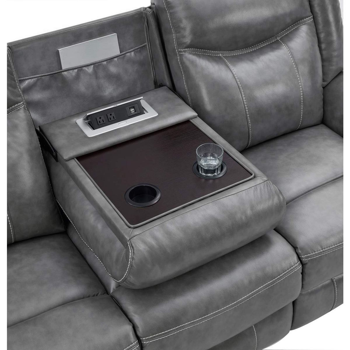 650354 Conrad Upholstered Padded Arm Motion Sofa Grey