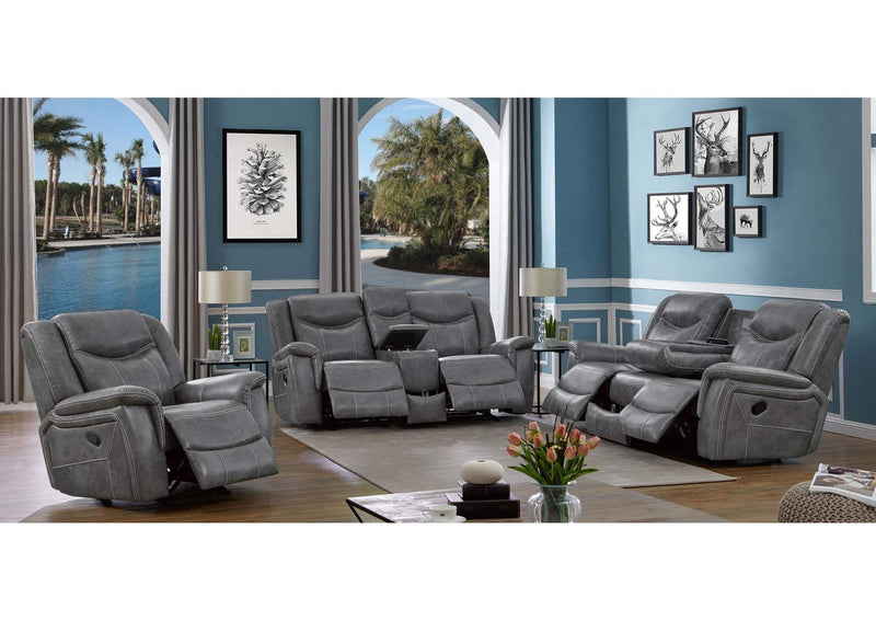 650354 Conrad Upholstered Padded Arm Motion Sofa Grey