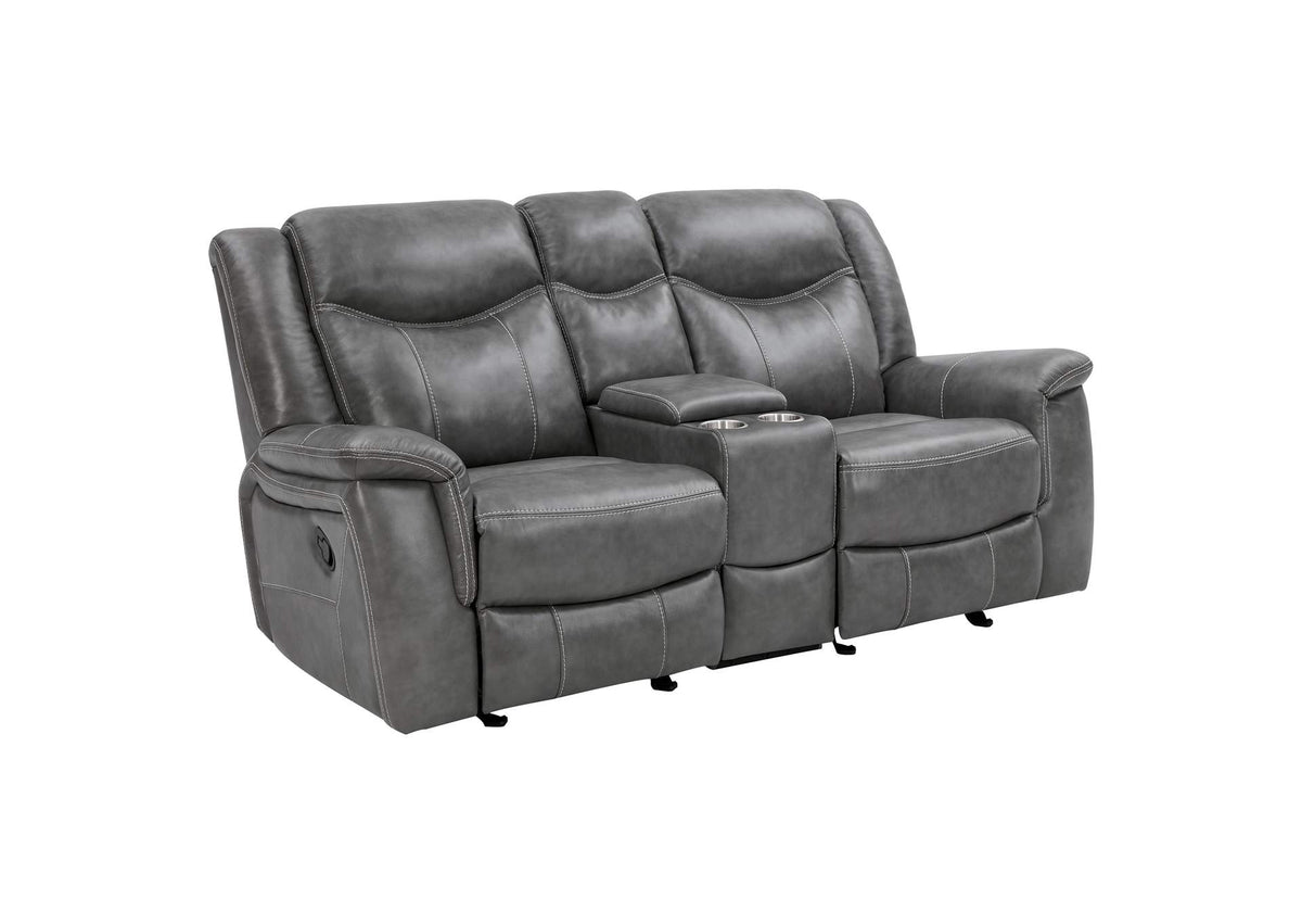 650355 Conrad Upholstered Padded Arm Glider Loveseat Grey