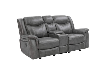 650355 Conrad Upholstered Padded Arm Glider Loveseat Grey