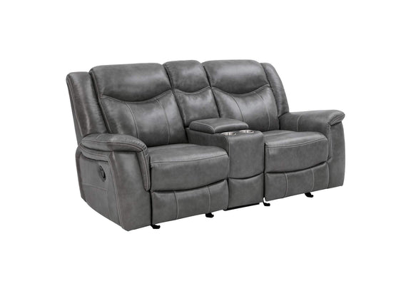 650355 Conrad Upholstered Padded Arm Glider Loveseat Grey
