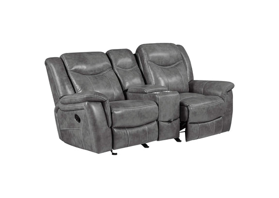 650355 Conrad Upholstered Padded Arm Glider Loveseat Grey