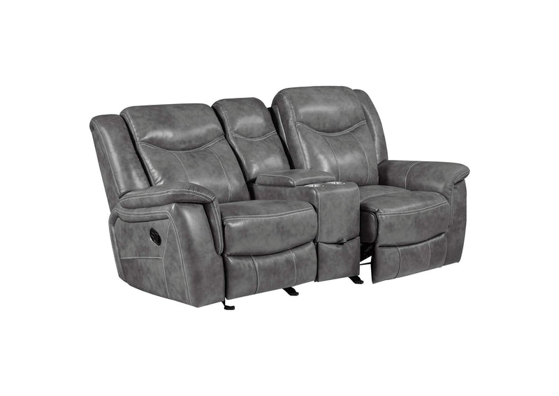 650355 Conrad Upholstered Padded Arm Glider Loveseat Grey