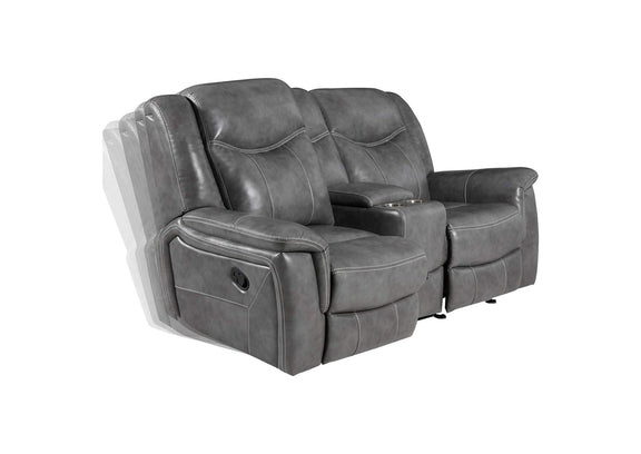650355 Conrad Upholstered Padded Arm Glider Loveseat Grey
