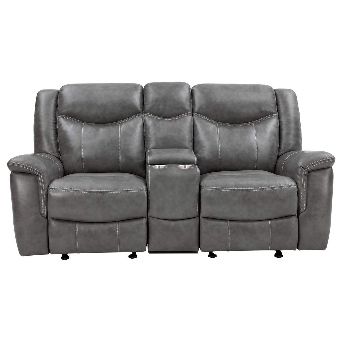 650355 Conrad Upholstered Padded Arm Glider Loveseat Grey
