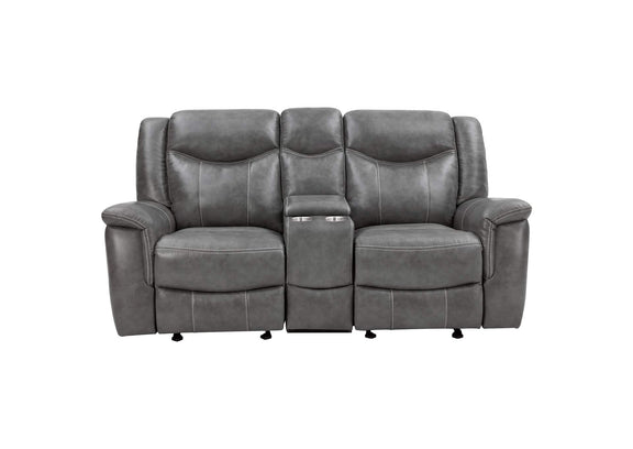 650355 Conrad Upholstered Padded Arm Glider Loveseat Grey