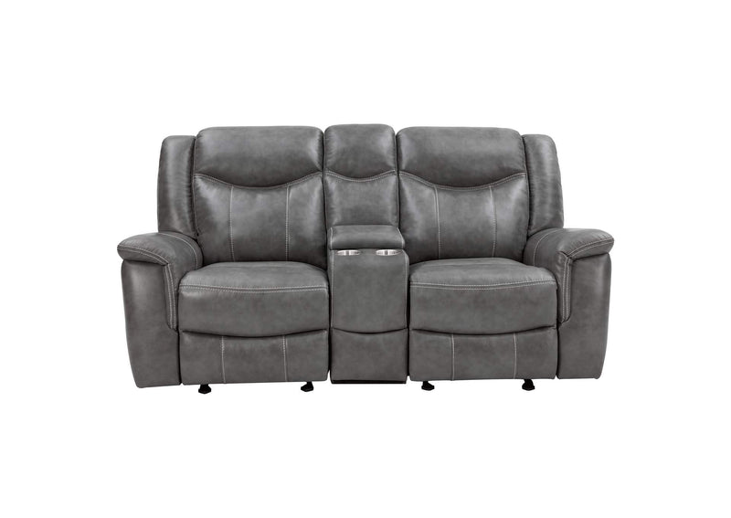650355 Conrad Upholstered Padded Arm Glider Loveseat Grey