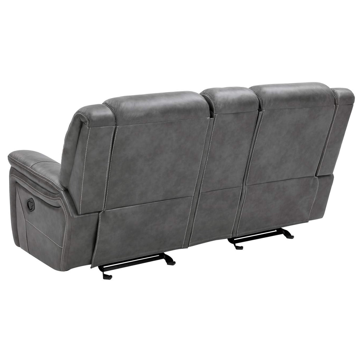 650355 Conrad Upholstered Padded Arm Glider Loveseat Grey