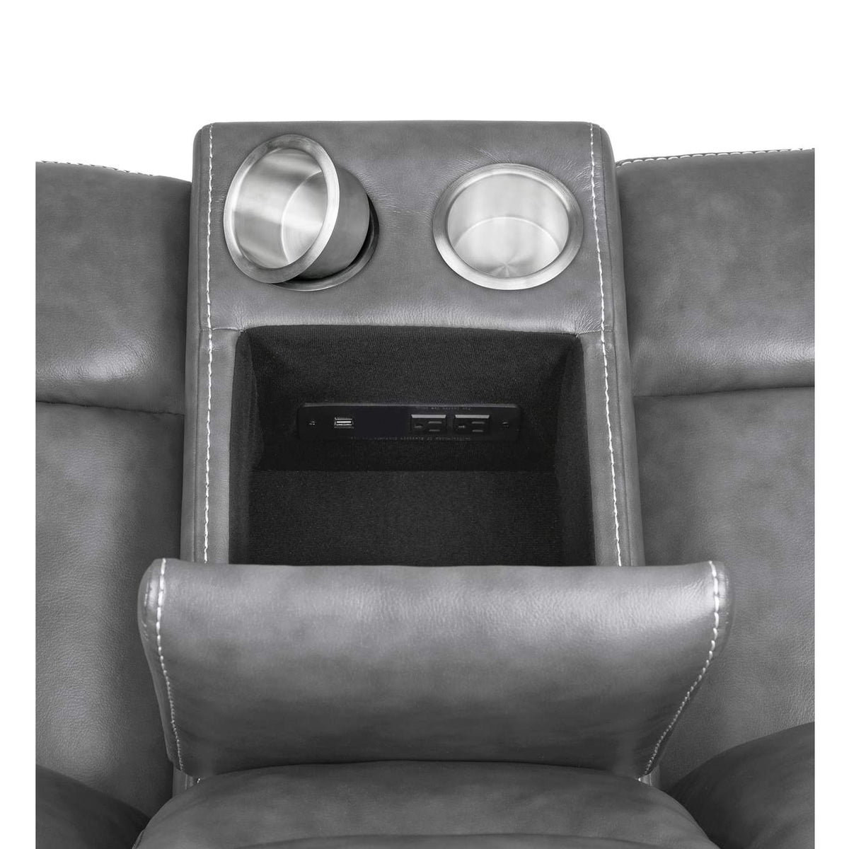 650355 Conrad Upholstered Padded Arm Glider Loveseat Grey